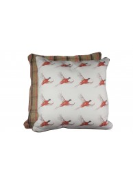 Large Pheasant Print Piped Cushion