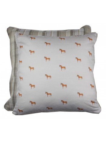 Large Horses Print Piped Cushion