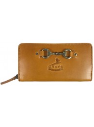 Sally Zip Round Purse Natural Leather Tan